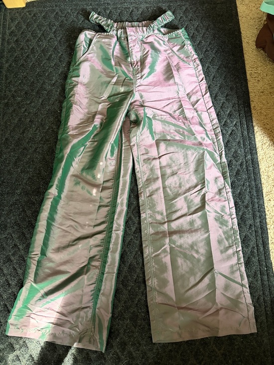 AFRM Pants - AFRM Iridescent Green-Pink lightweight Wide Leg Pants Size S Side/Back pockets